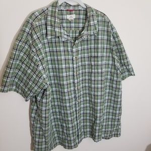 Docker's Plaid Short Sleeve Shirt, Green 3XLT